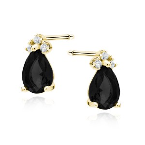 Cercei argint placati cu aur galben cu piatra neagra DiAmanti Z1908EG_B-DIA (Argint 925‰ 1,5 g.)